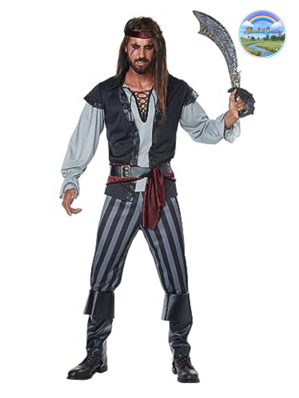 Mens Scallywag Pirate Costume Knit Adult Halloween